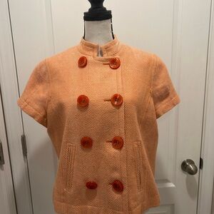 J H Collectibles Orange Cape with Mandarin Collar and Boxy Silhouette